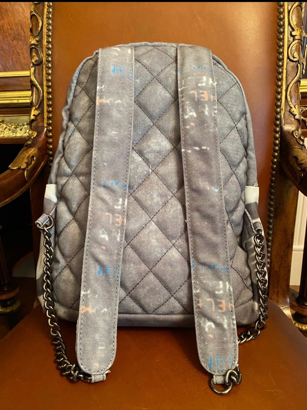 Canvas Backpack with Black Leather Trim - Picture 5 of 8
